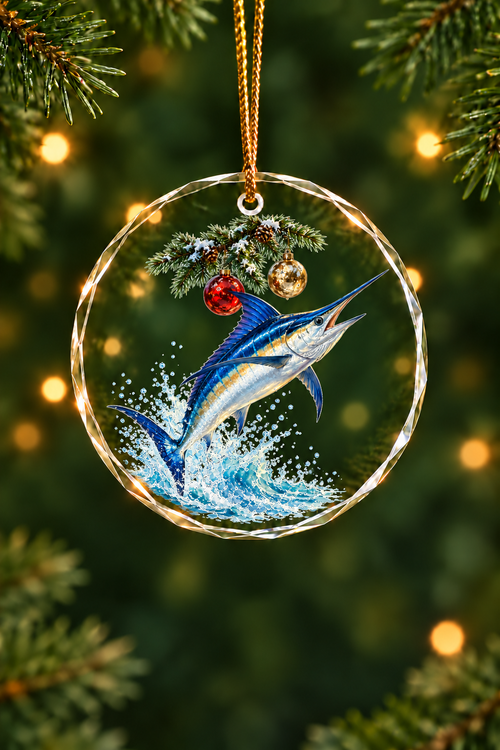 Mercury Glass White Marlin - Glass Ornament image 1
