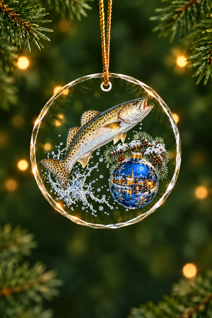 Shiny Brite Speckled Trout - Glass Ornament image 1