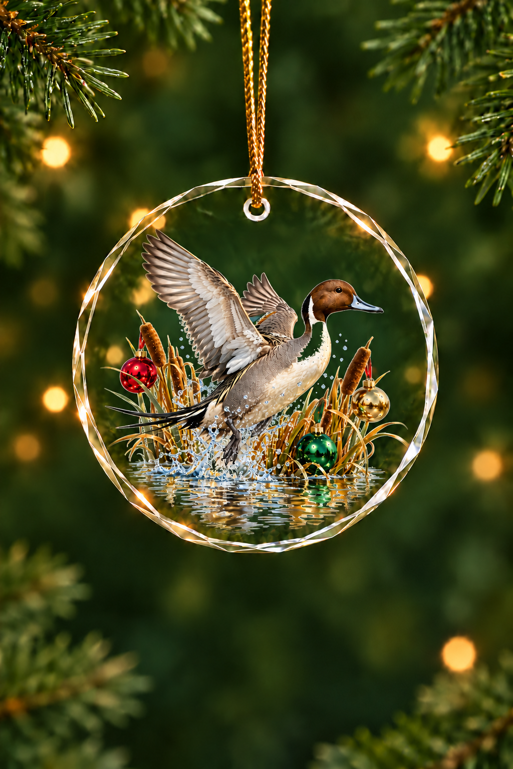 Bauble Cattail Pintail - Glass Ornament image 1