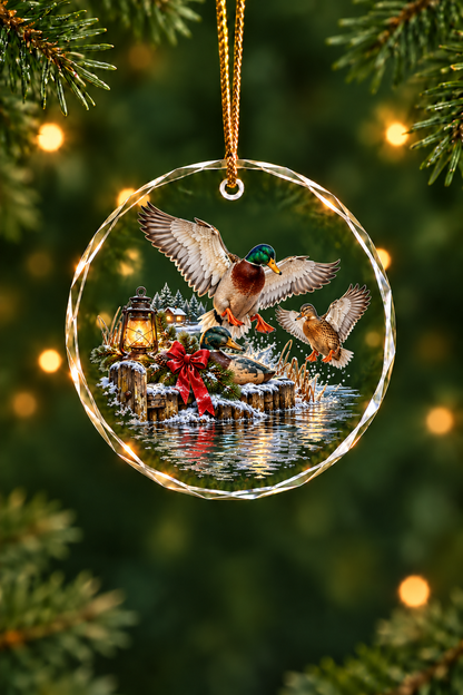 Carved Decoy Mallards - Glass Ornament image 1