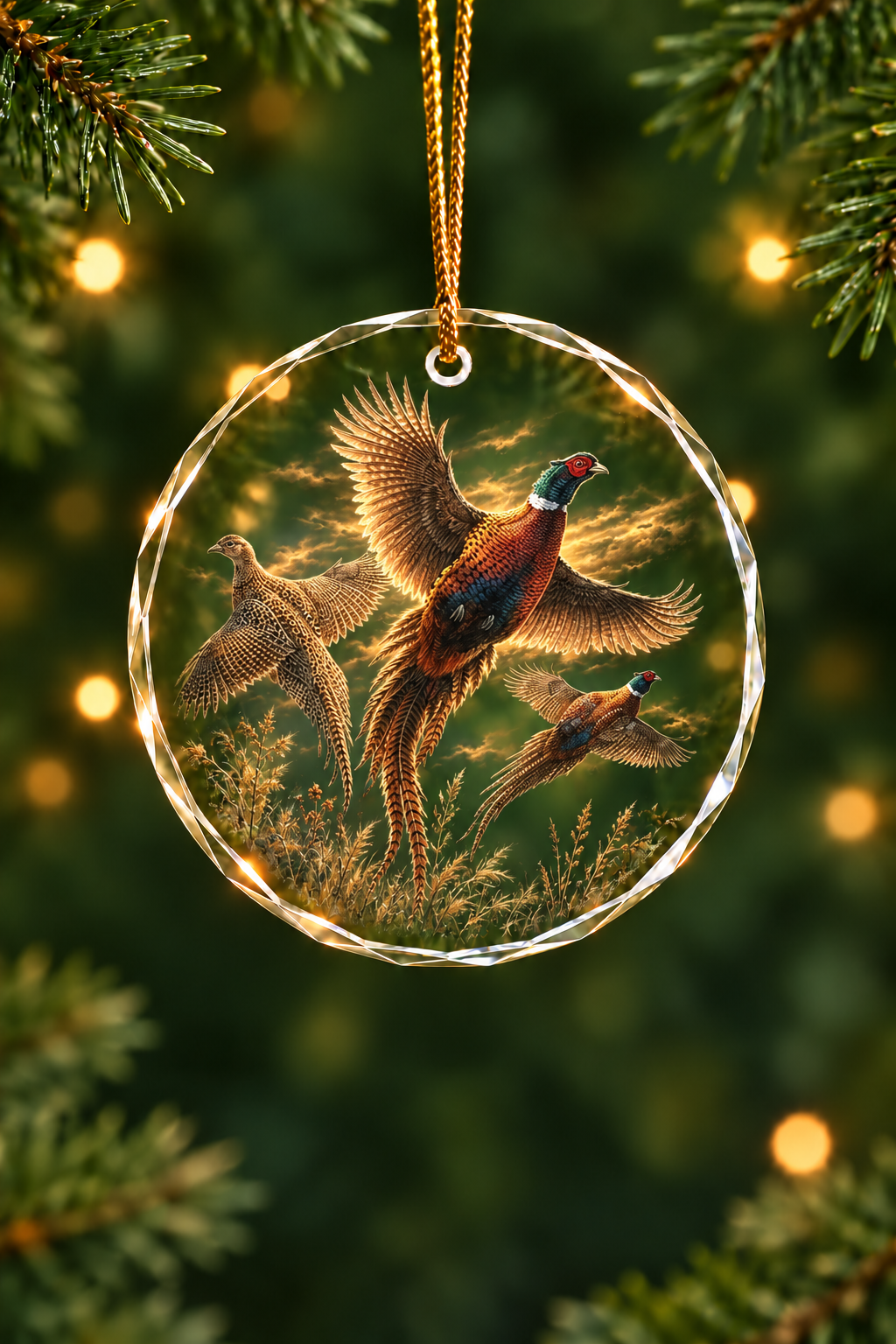 Golden Pheasant Flush - Glass Ornament image 1