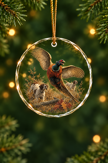 Golden Pheasant Field Flush - Glass Ornament image 1