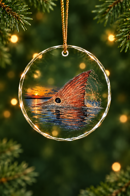 Sunset Redfish Tailing - Glass Ornament image 1