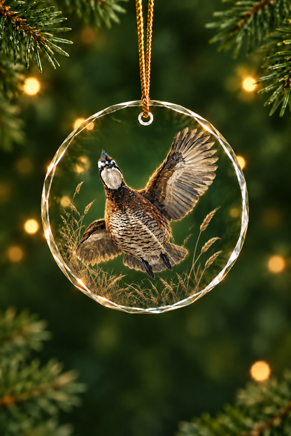 Sunburst Wheat Quail Rise - Glass Ornament image 1