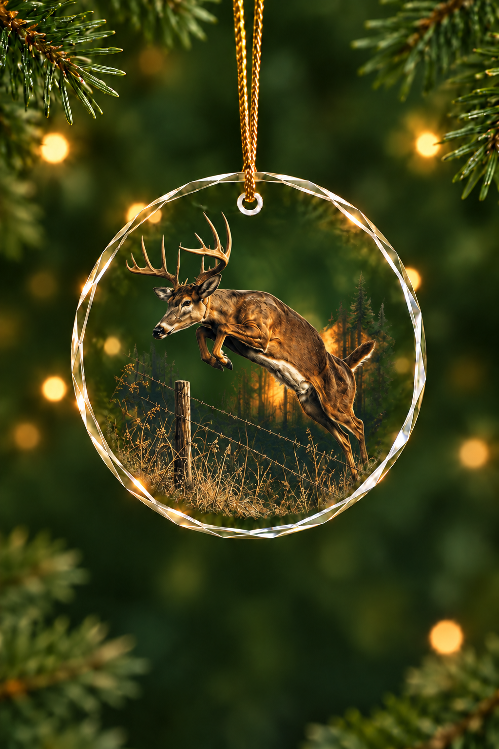 Twilight Whitetail Bound - Glass Ornament image 1