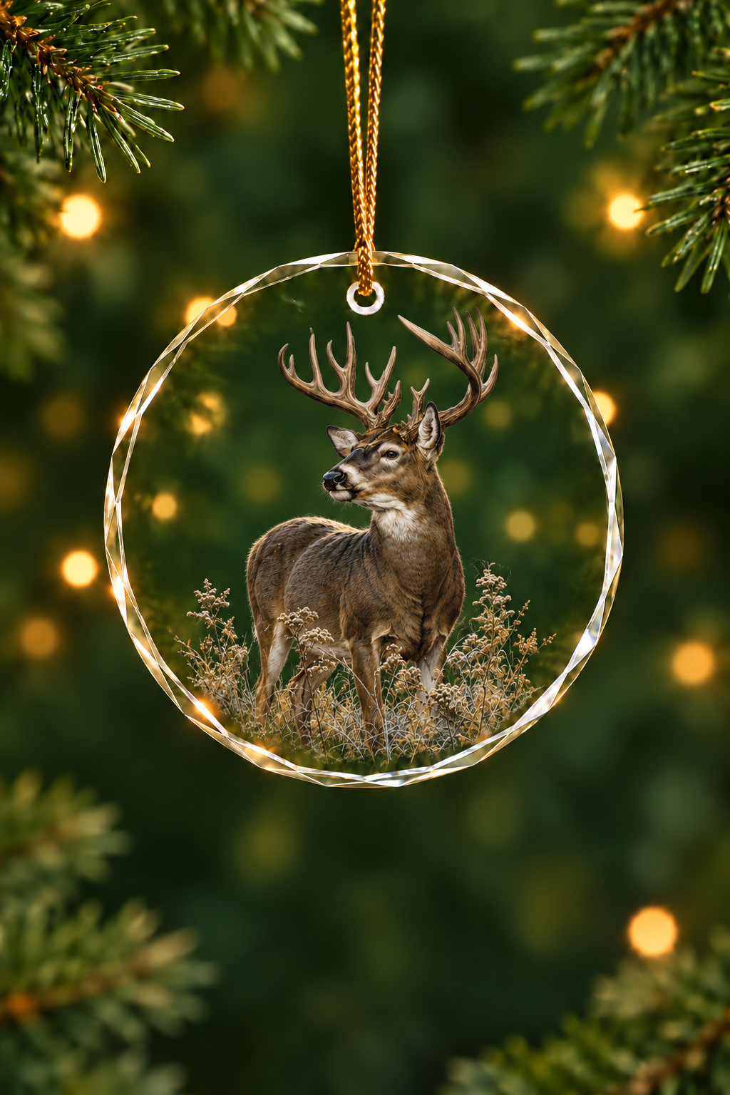 Frost Timber Whitetail Sentinel - Glass Ornament image 1