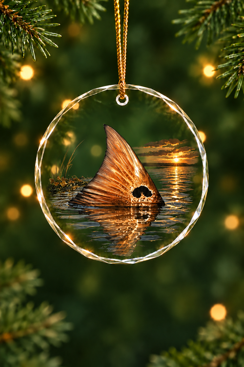 Twilight Marsh Tailing Redfish - Glass Ornament image 1