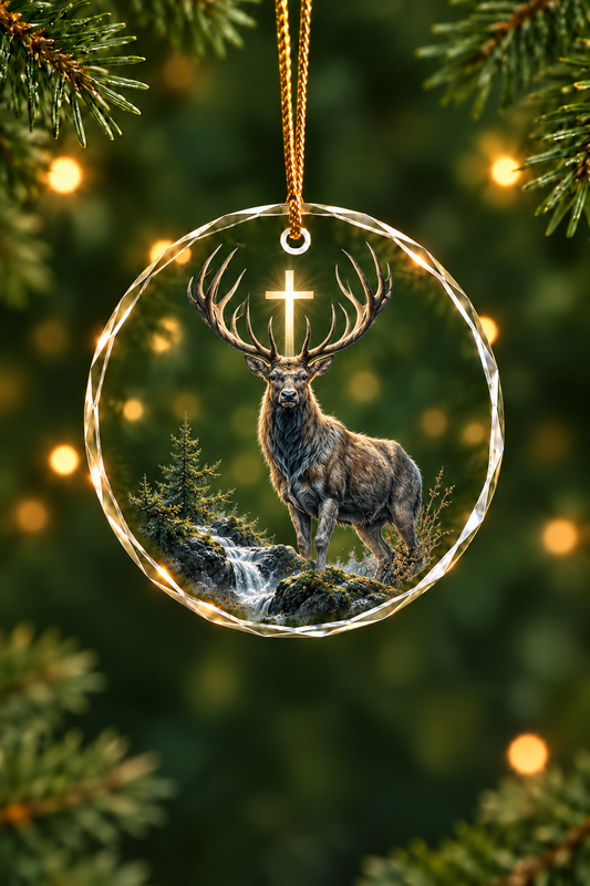 Radiant Crown Pine Cascade - Glass Ornament image 1