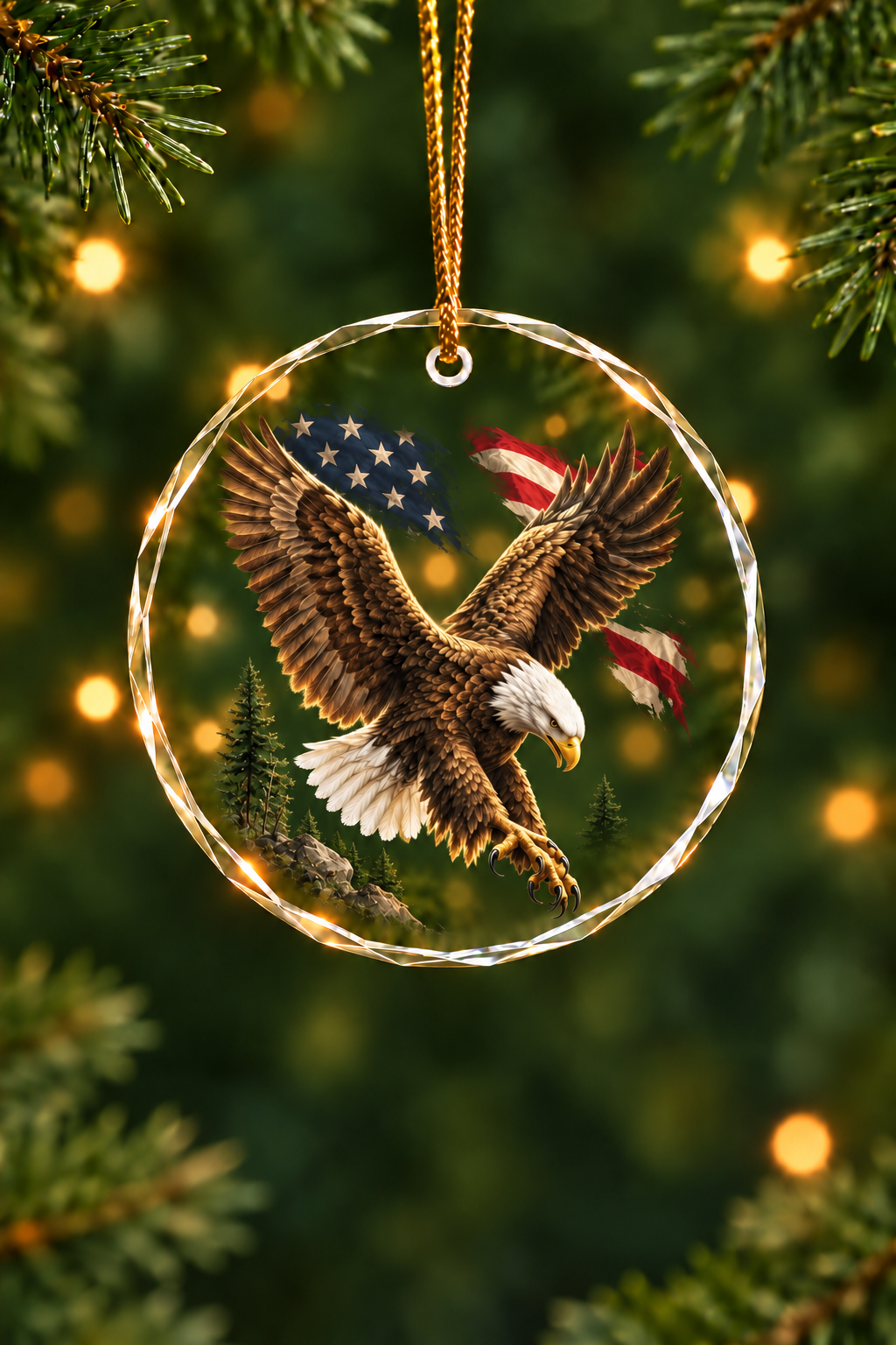 Freedom Eagle Ridge Strike - Glass Ornament image 1