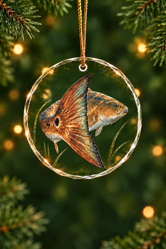 Emerald Flat Redfish Tail - Glass Ornament image 1