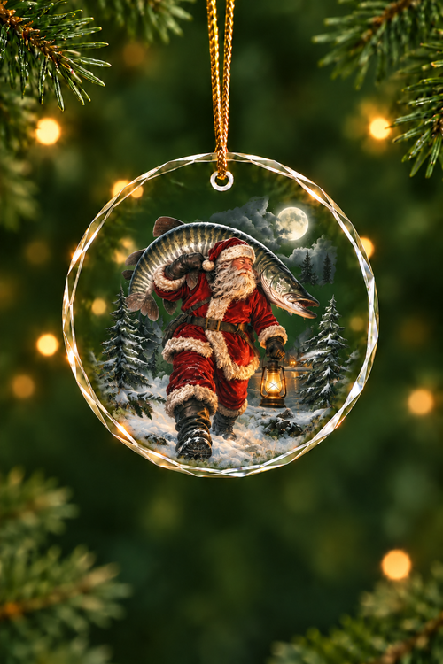Moonlight Santa Musky Winter - Glass Ornament image 1