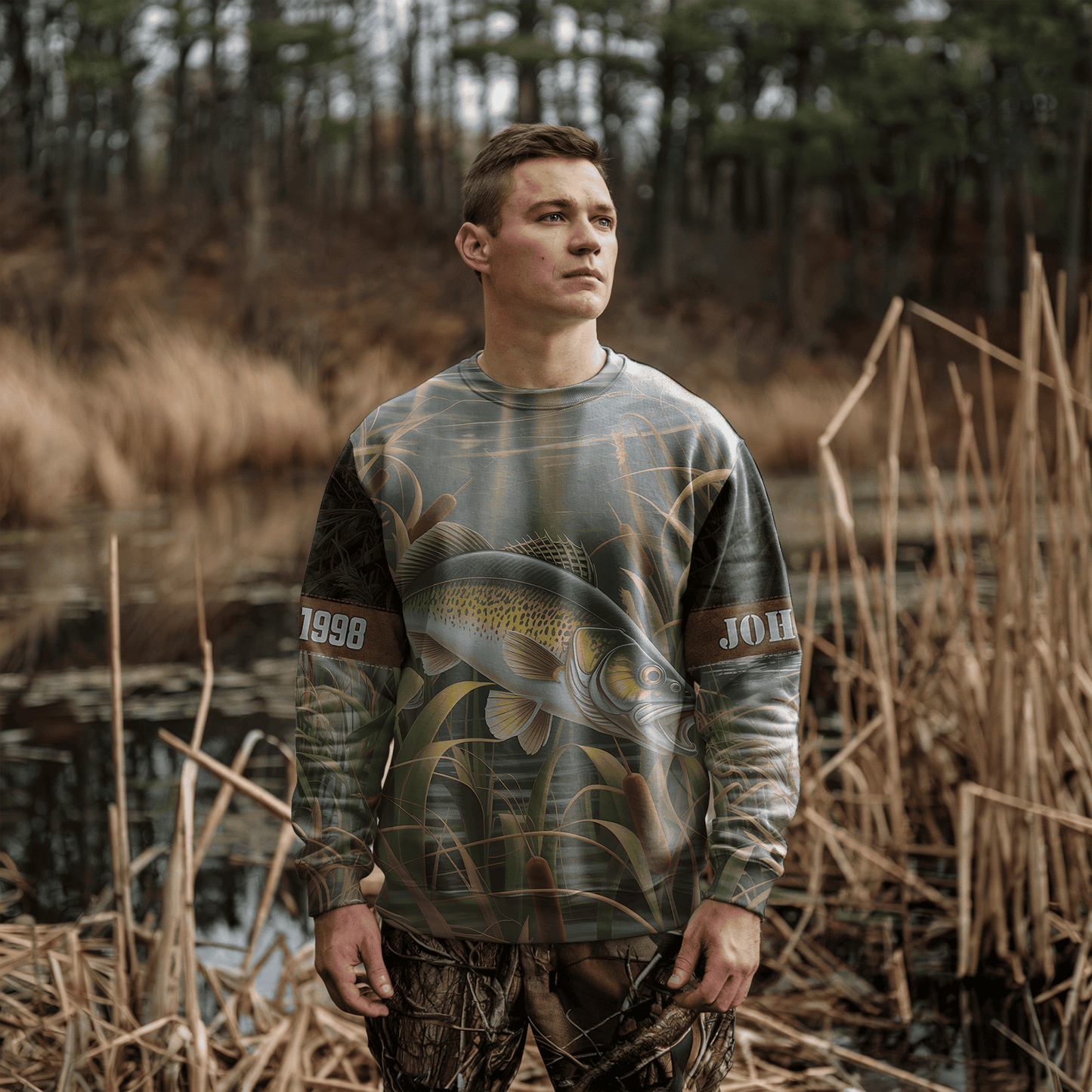 Walleye Marsh Hunter Personalized Unisex Sweatshirt