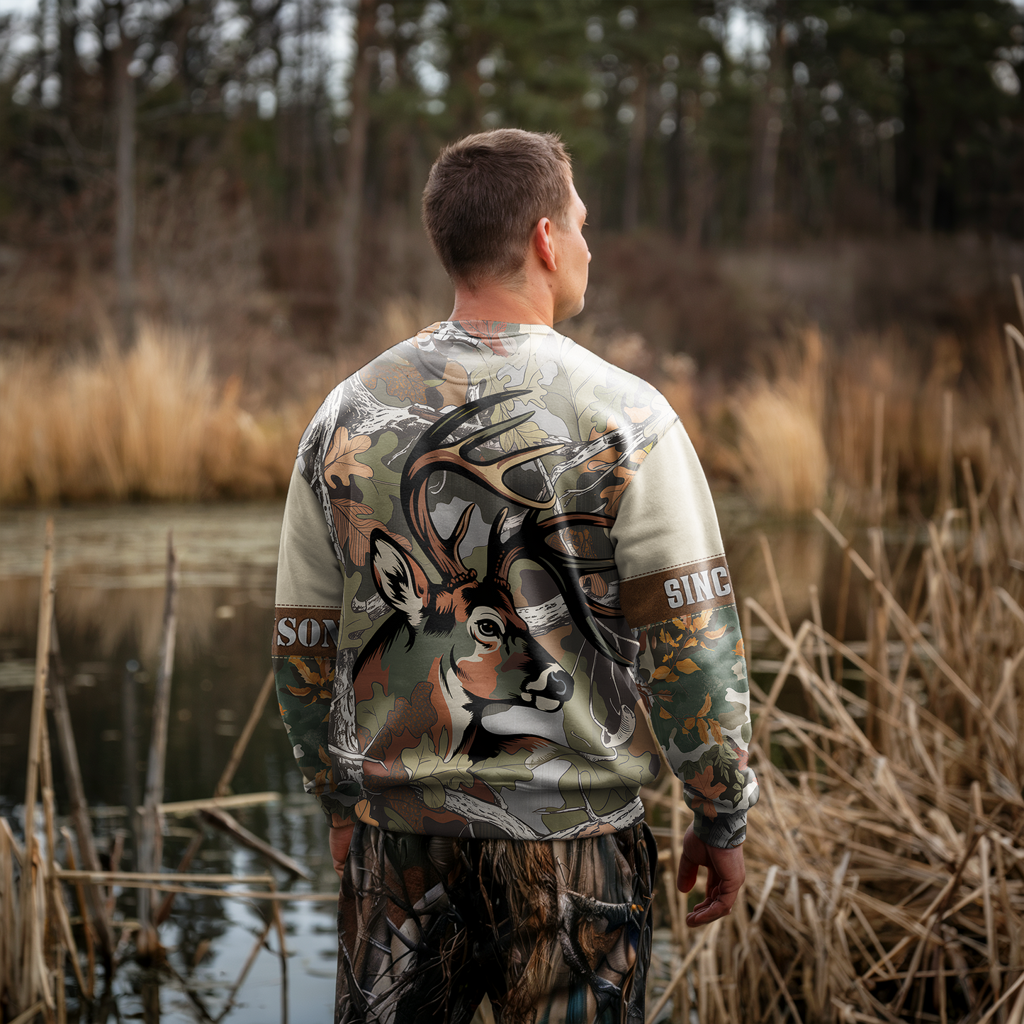 Autumn Buck Camo Personalized Unisex Sweatshirt