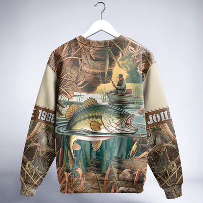 Vintage Bass Fishing Personalized Unisex Sweatshirt