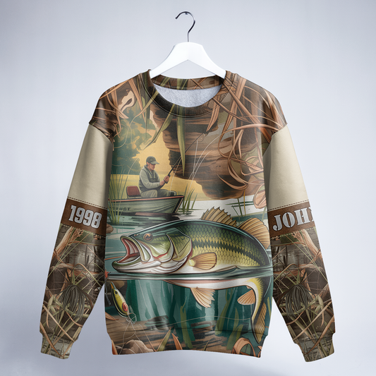 Vintage Bass Fishing Personalized Unisex Sweatshirt