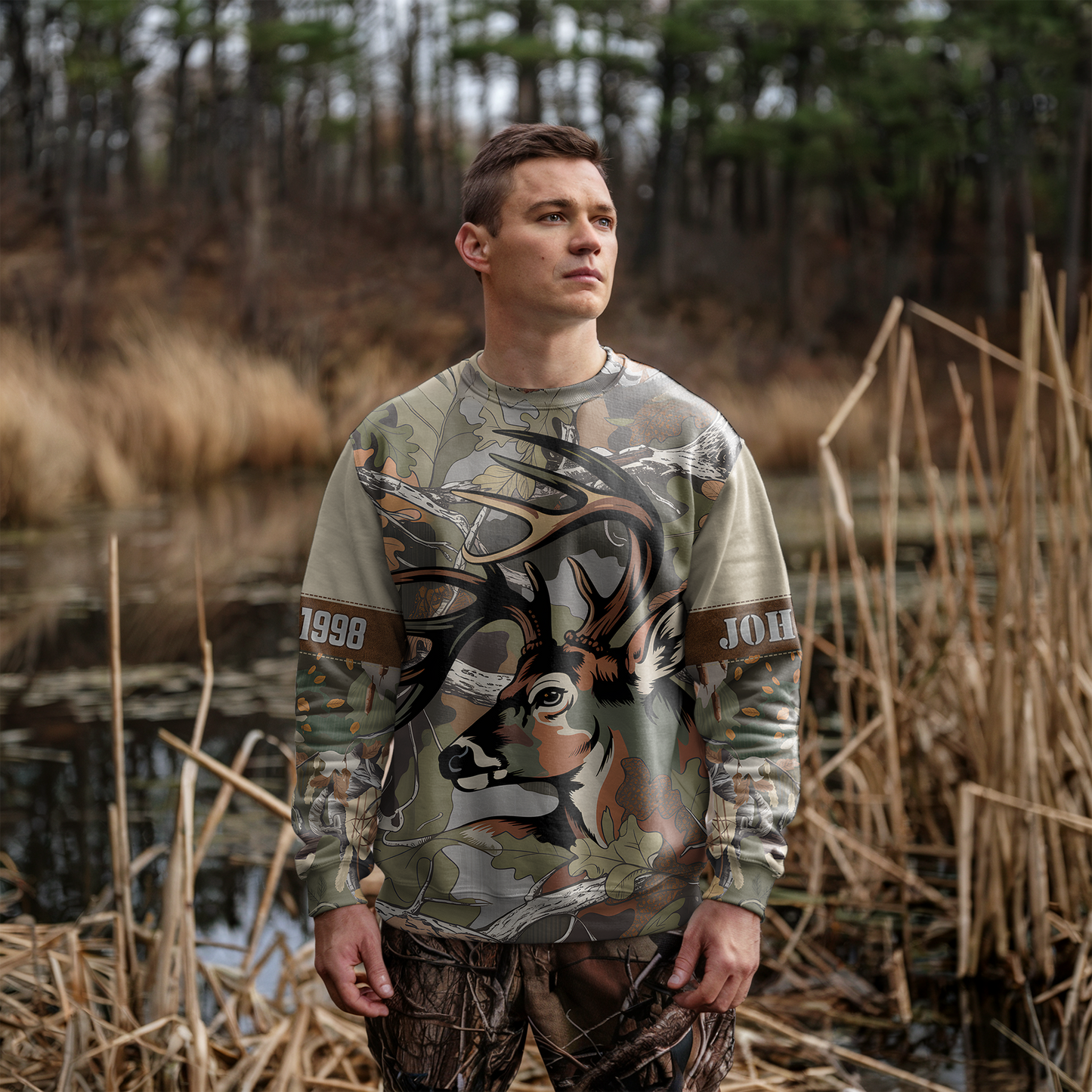 Autumn Buck Camo Personalized Unisex Sweatshirt