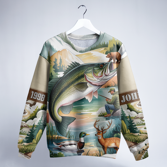 Mountain Lake Bass & Wildlife Personalized Unisex Sweatshirt