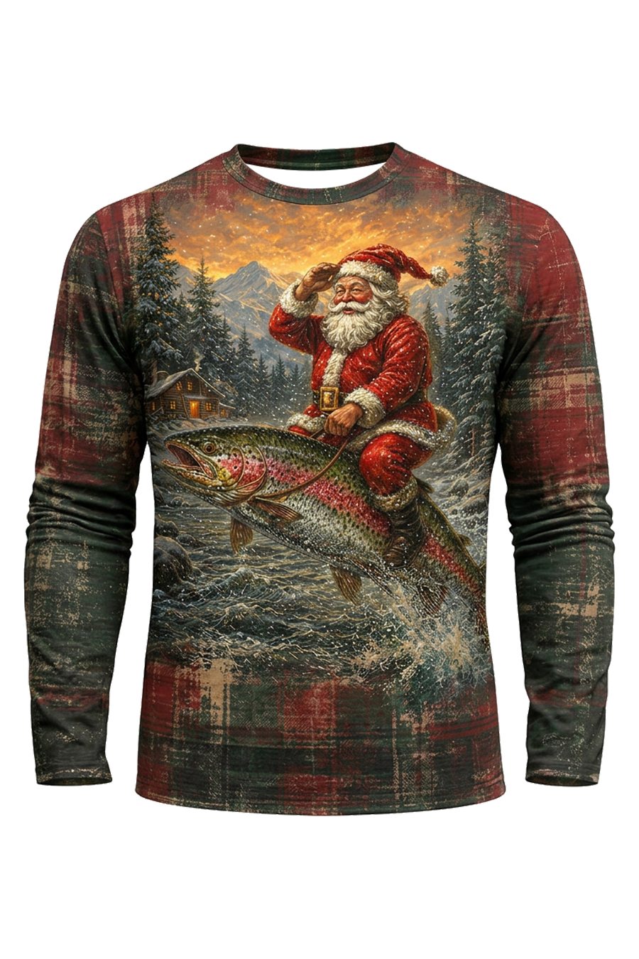 Performance Fishing Long Sleeve - Christmas Trout Yuletide - TBT346