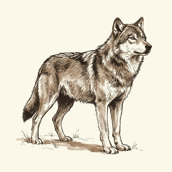 Ink drawing: Wolf