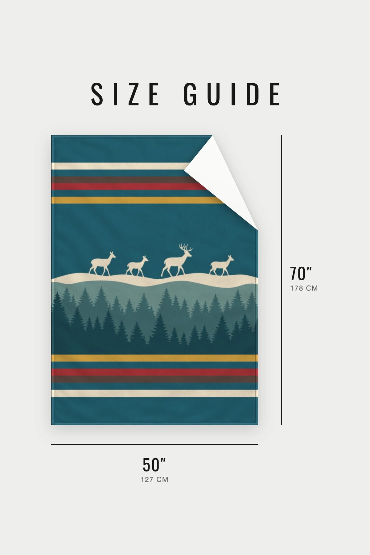 Teal Forest Whitetail Deer Fleece Throw