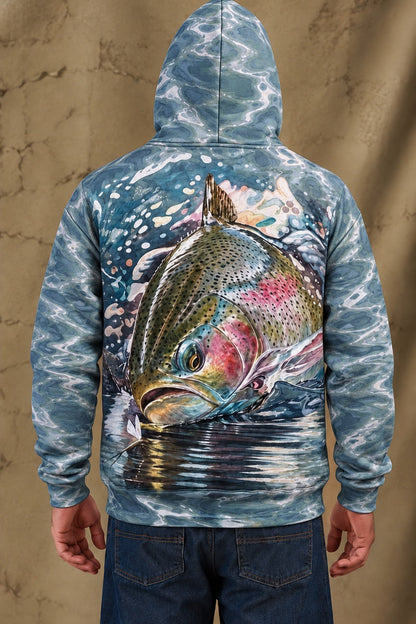 Performance Fleece-Lined Hoodie - Crystal Ripple Trout Splash image 2