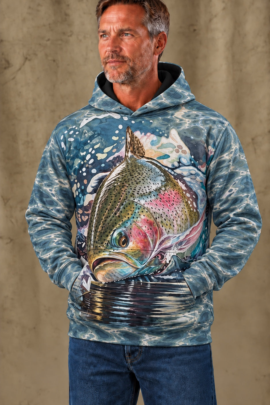 Performance Fleece-Lined Hoodie - Crystal Ripple Trout Splash image 3