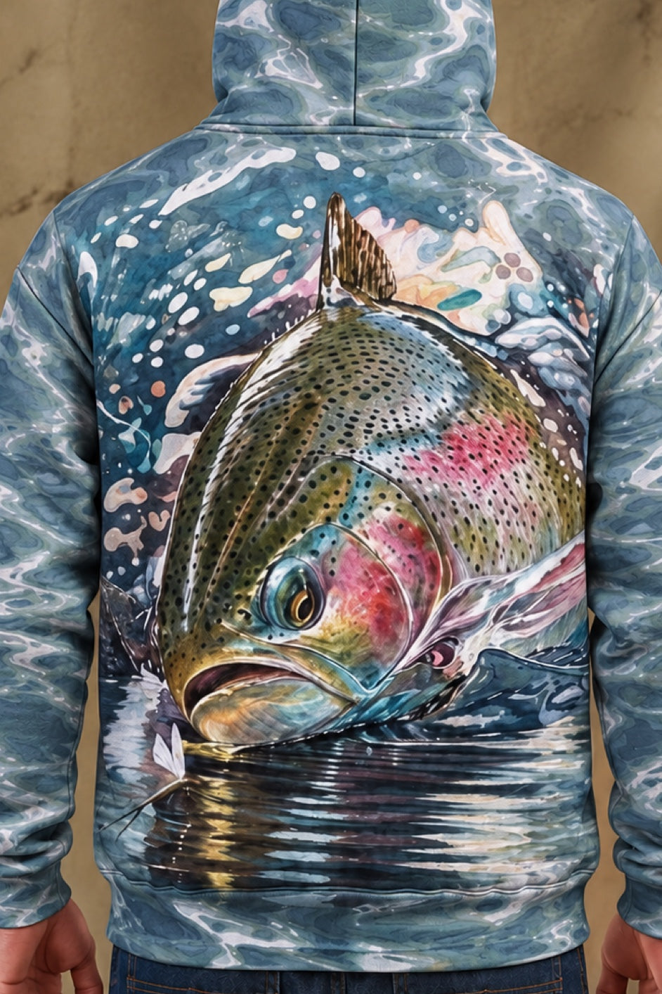 Performance Fleece-Lined Hoodie - Crystal Ripple Trout Splash image 4