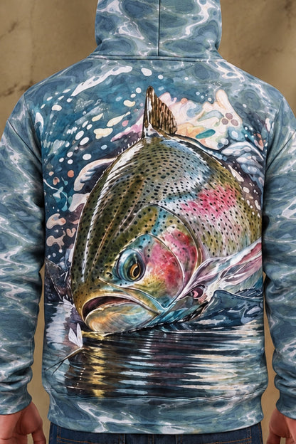 Performance Fleece-Lined Hoodie - Crystal Ripple Trout Splash image 4