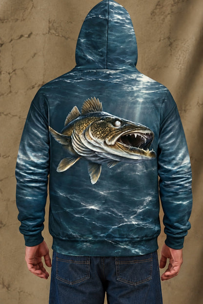 Performance Fleece-Lined Hoodie - Deep Current Walleye Hunter image 2