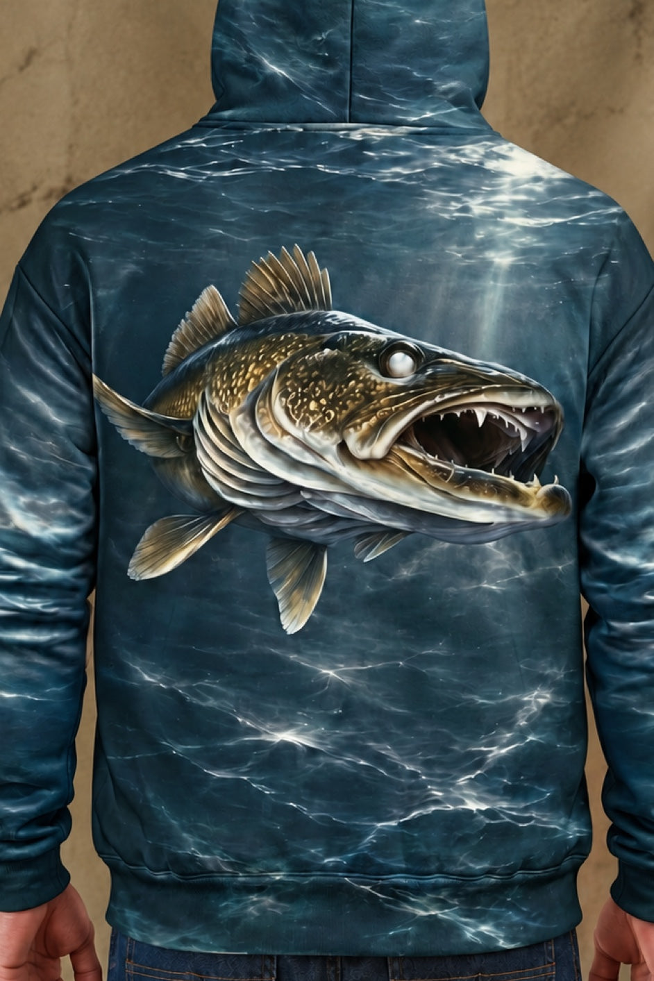 Performance Fleece-Lined Hoodie - Deep Current Walleye Hunter image 4