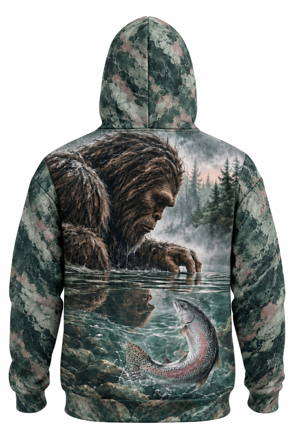 Performance Fleece-Lined Hoodie - Bigfoot Trout Misty Stream image 5