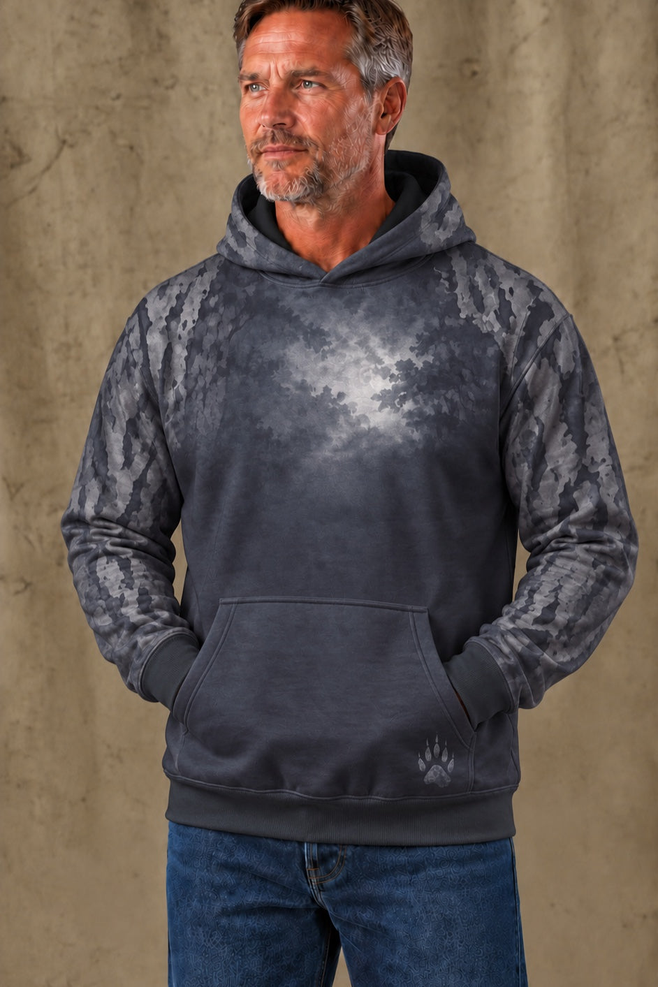 Performance Fleece-Lined Hoodie - Moonlit Sycamore Raccoon Prowl image 3
