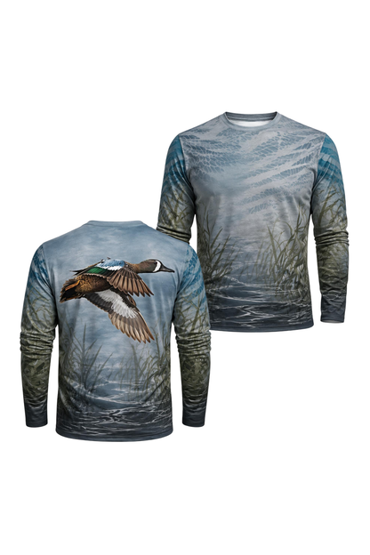 Performance Hunting Long Sleeve - Blue-winged Marshline Teal - ULS314V image 1