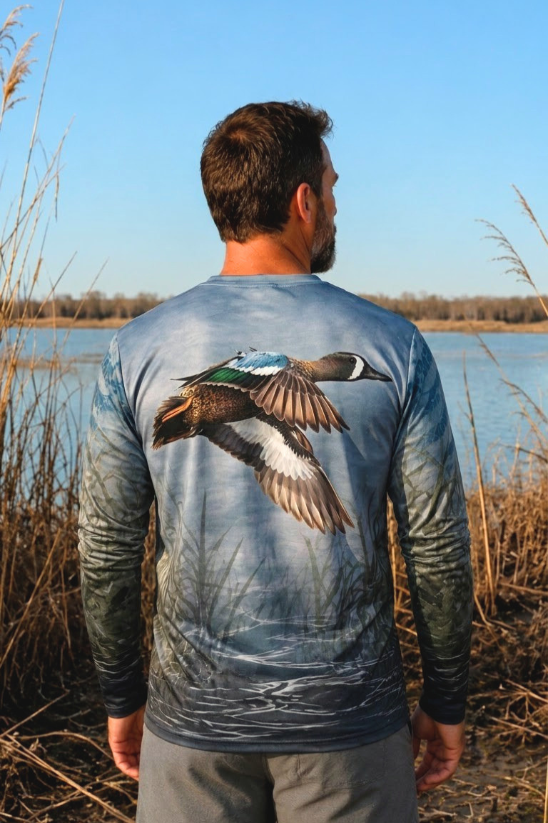 Performance Hunting Long Sleeve - Blue-winged Marshline Teal - ULS314V image 2