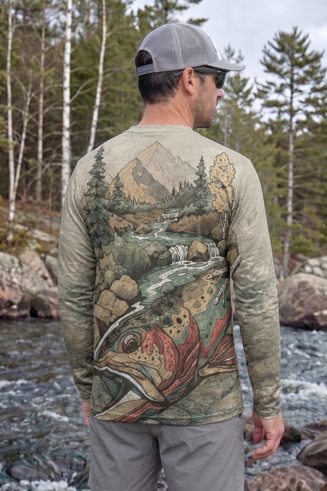 Performance Fishing Long Sleeve - Alpine Stream Trout - TBT258 image 2