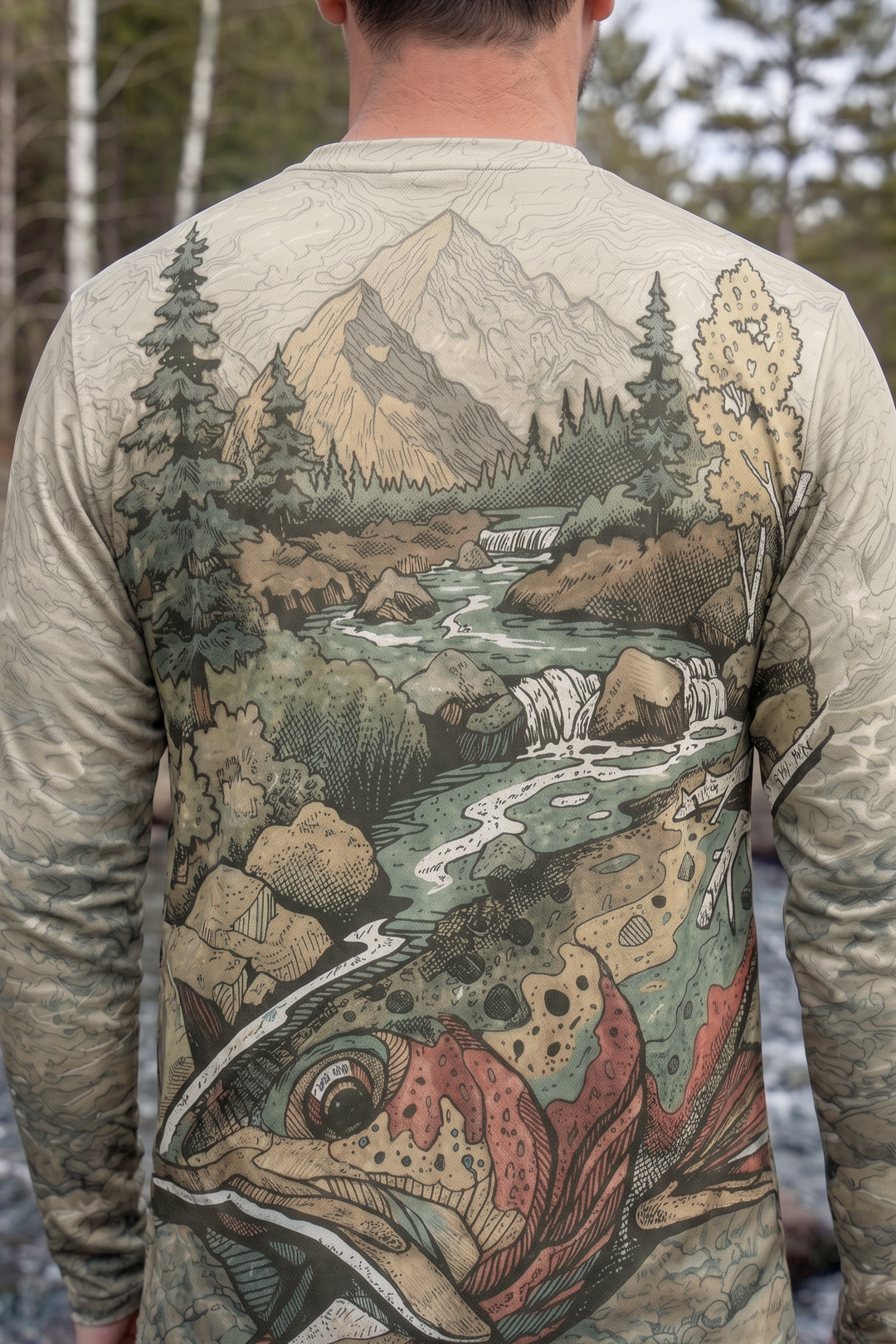 Performance Fishing Long Sleeve - Alpine Stream Trout - TBT258 image 4