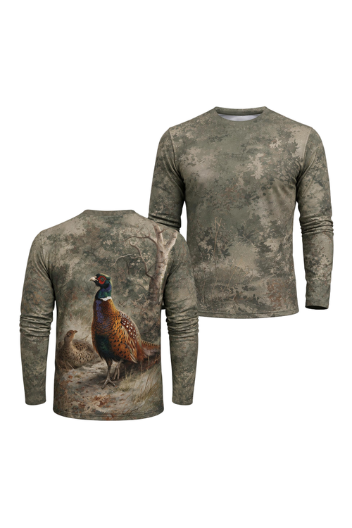 Performance Hunting Long Sleeve - Cock and hen pheasant Smoky Sage - ULS322V image 1