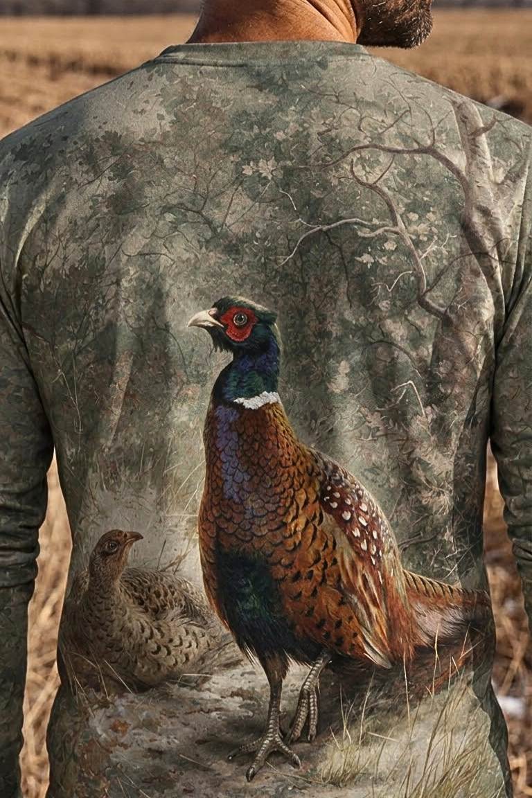 Performance Hunting Long Sleeve - Cock and hen pheasant Smoky Sage - ULS322V image 4