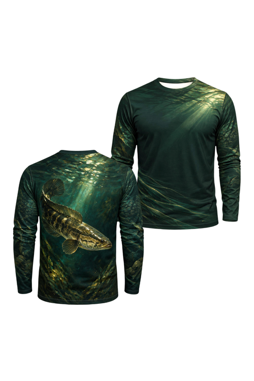 Performance Fishing Long Sleeve - Snakehead, Lurking in the Emerald Depths - ULS336V image 1