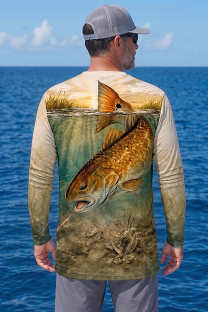Performance Fishing Long Sleeve - Golden Marsh Redfish - TBT285 image 2