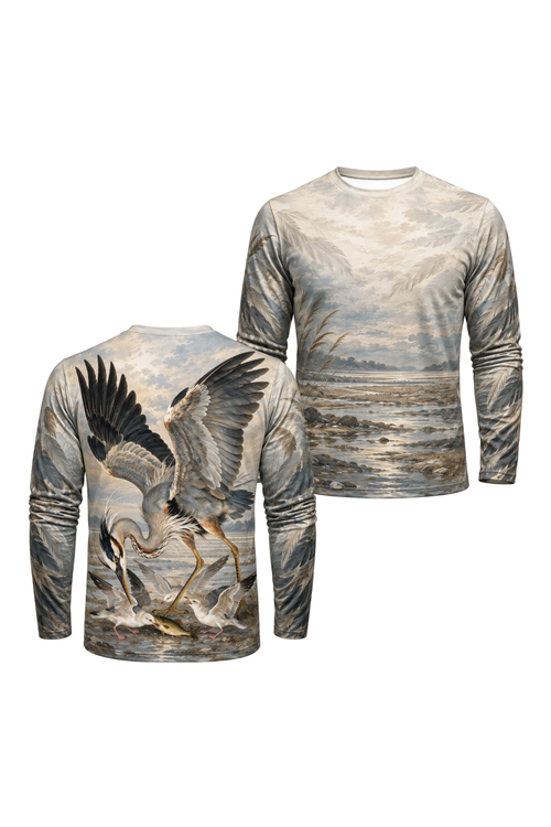 Performance Outdoor Long Sleeve - Heron, Stillwater Strike, Diving Heron & Fish - ULS350V image 1