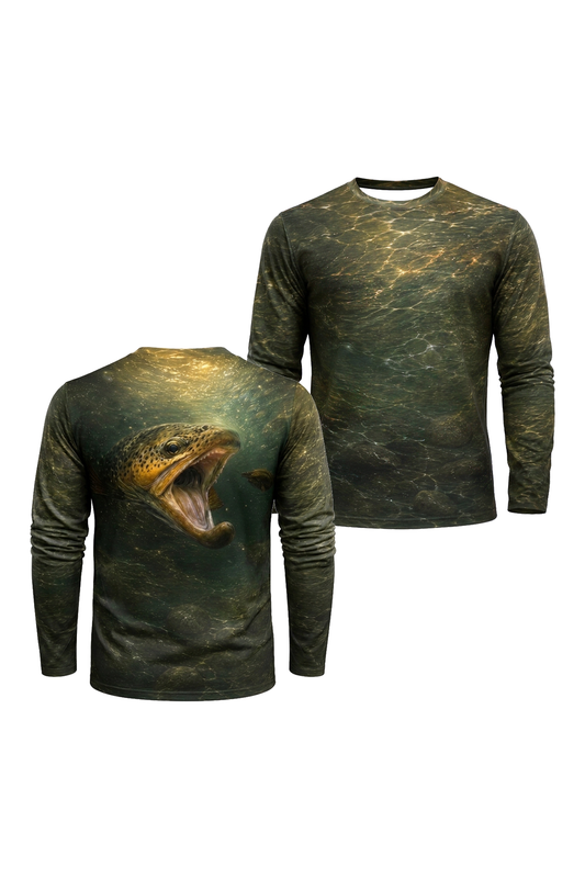 Performance Fishing Long Sleeve - Brown Trout Deep Strike - TBT295 image 1