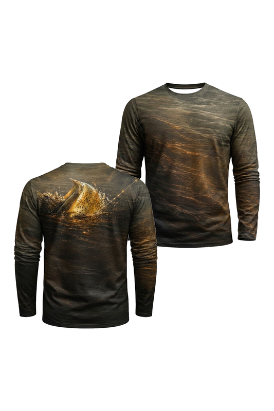 Performance Fishing Long Sleeve - Bronze Burst Trout Leap - TBT296 image 1