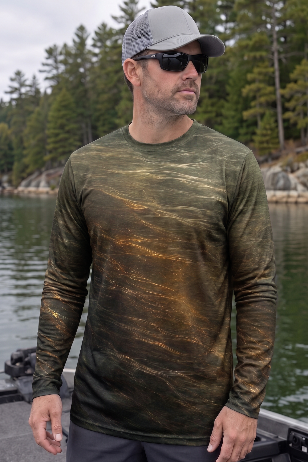 Performance Fishing Long Sleeve - Bronze Burst Trout Leap - TBT296 image 3