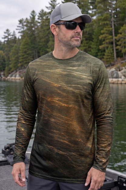 Performance Fishing Long Sleeve - Bronze Burst Trout Leap - TBT296 image 3