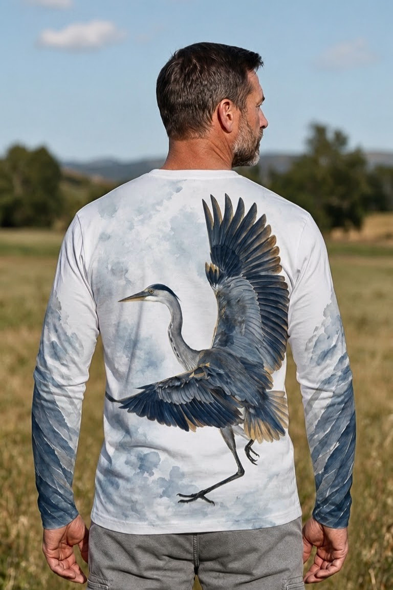 Performance Outdoor Long Sleeve - Marsh Sentinel, Great Blue Heron - ULS360V image 2