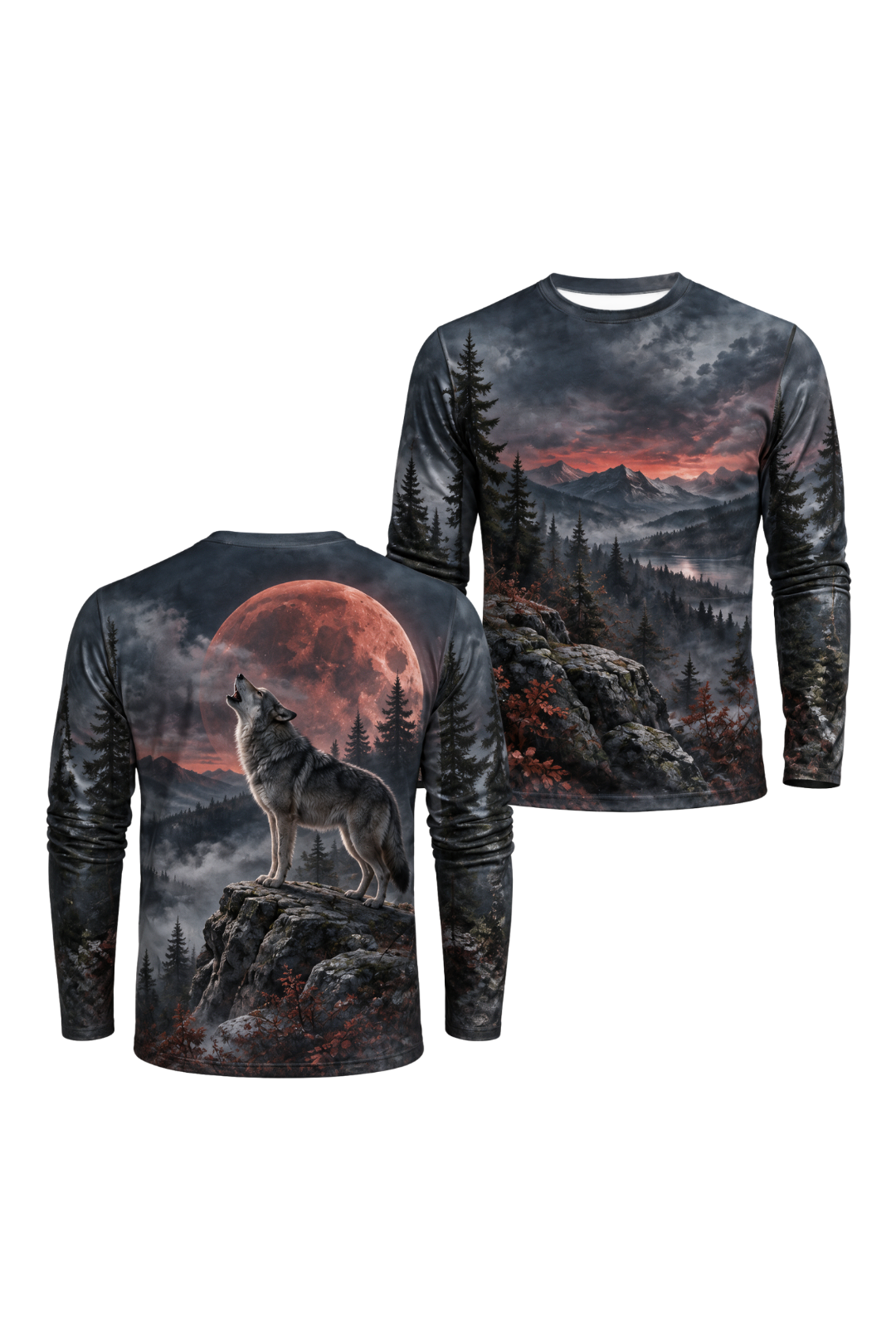 Performance Outdoor Long Sleeve - Blood Moon Howling Wolf - ULS362V image 1