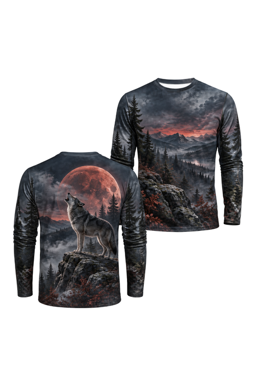 Performance Outdoor Long Sleeve - Blood Moon Howling Wolf - ULS362V image 1
