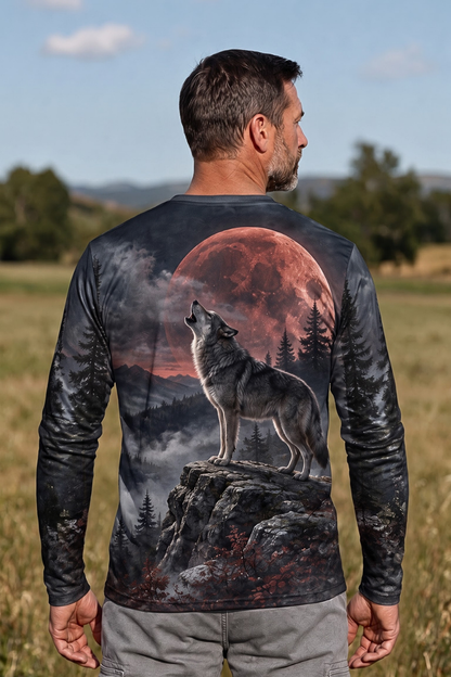 Performance Outdoor Long Sleeve - Blood Moon Howling Wolf - ULS362V image 2