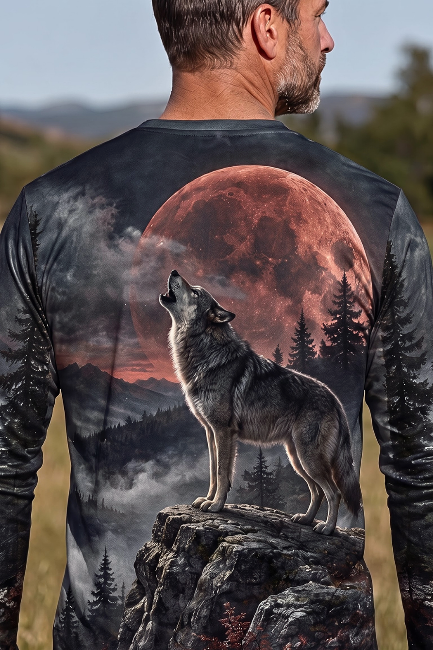 Performance Outdoor Long Sleeve - Blood Moon Howling Wolf - ULS362V image 4